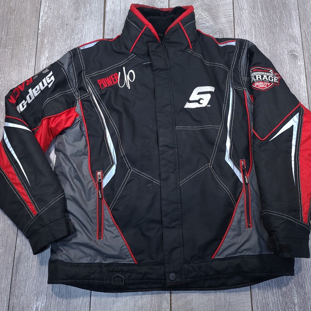 Snap-on Racing Jacket Men Large Black Red Embroidered Performance Garage Choko